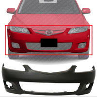 Front Bumper Cover Primed With Fog Light Holes Direct Replacement Compatible With 2006-2008 Mazda 6 MA1000218 GPYA50031ABB