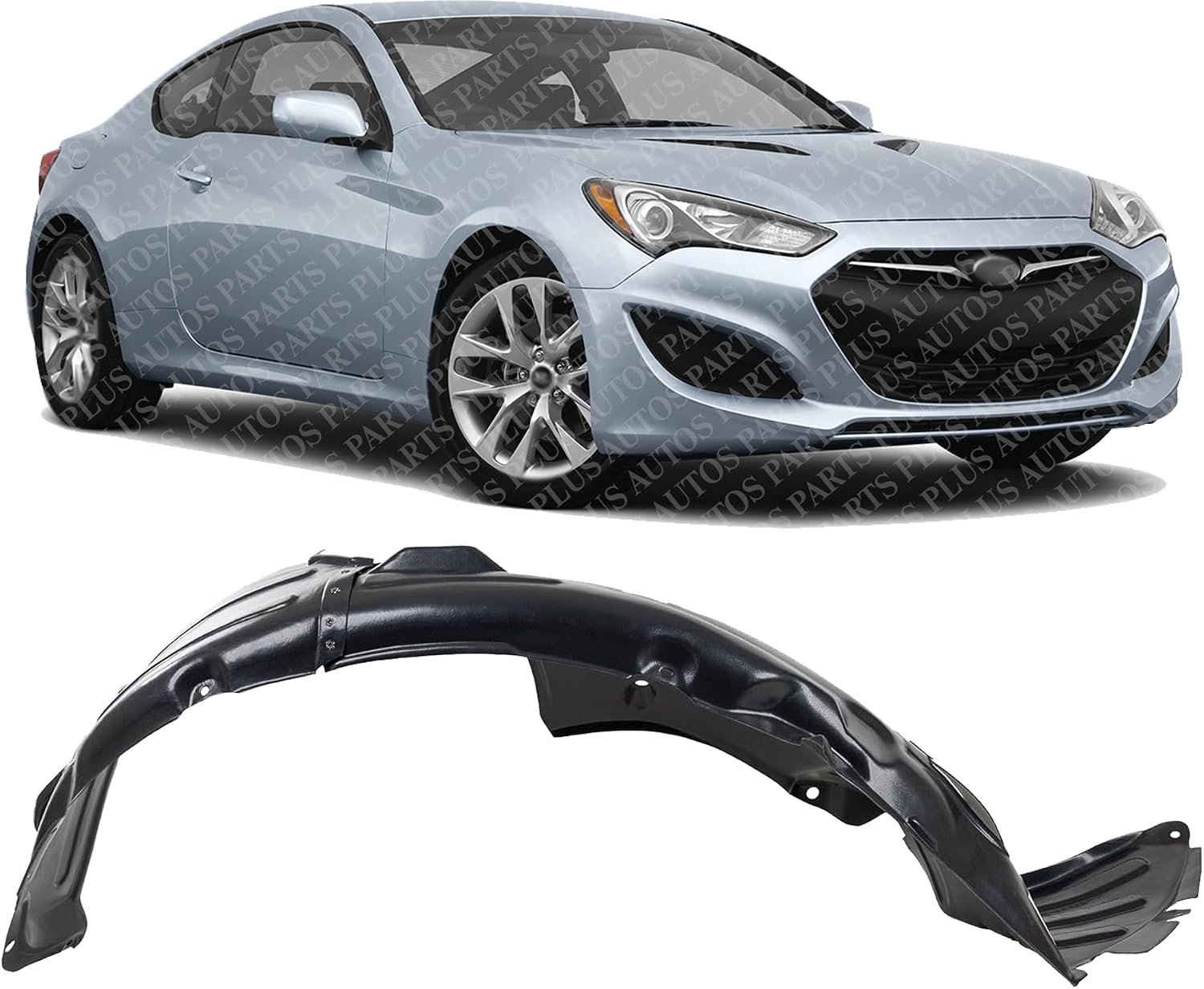Front Fender Liner Right Passenger Side Direct Replacement Compatible With 2013-2016 Hyundai Genesis Coupe HY1249144 868122M500