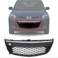 Front Bumper Grille Black With Chrome Trim Direct Replacement Compatible With 2010-2012 Mazda CX-7 MA1036121 EH44501T0H