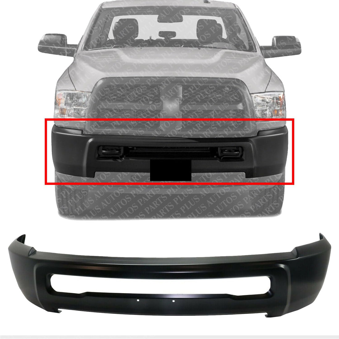 Front Bumper Primed Without Fog Light Holes Direct Replacement Compatible With 2010-2018 Dodge Ram 2500 3500 CH1002389 1MQ01TZZAB 1MQ01RXFAB