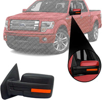 Front Power Mirror Manual Folding Heated Textured Left Driver Side Direct Replacement Compatible With 2011-2014 Ford F-150 FO1320407 BL3Z17683CA
