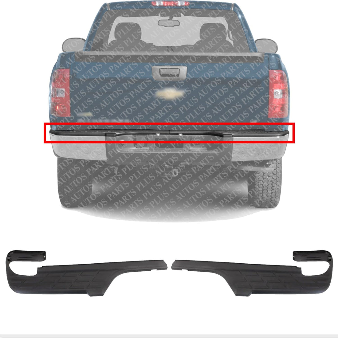 Autos Parts Plus Set Of 2 Rear Bumper Outer Step Pad Left Driver & Right Passenger Side Direct Replacement Compatible With 2007-2013 Chevrolet Silverado 1500 GM1191125 GM1191124 15284313 15284314