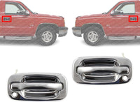 Set of 2 Front Exterior Door Handle Chrome with Keyhole Left Driver & Right Passenger Side Direct Replacement Compatible with 1999-2006 Chevrolet Silverado/GMC Sierra 1500 2500 3500
