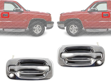 Set of 2 Front Exterior Door Handle Chrome with Keyhole Left Driver & Right Passenger Side Direct Replacement Compatible with 1999-2006 Chevrolet Silverado/GMC Sierra 1500 2500 3500