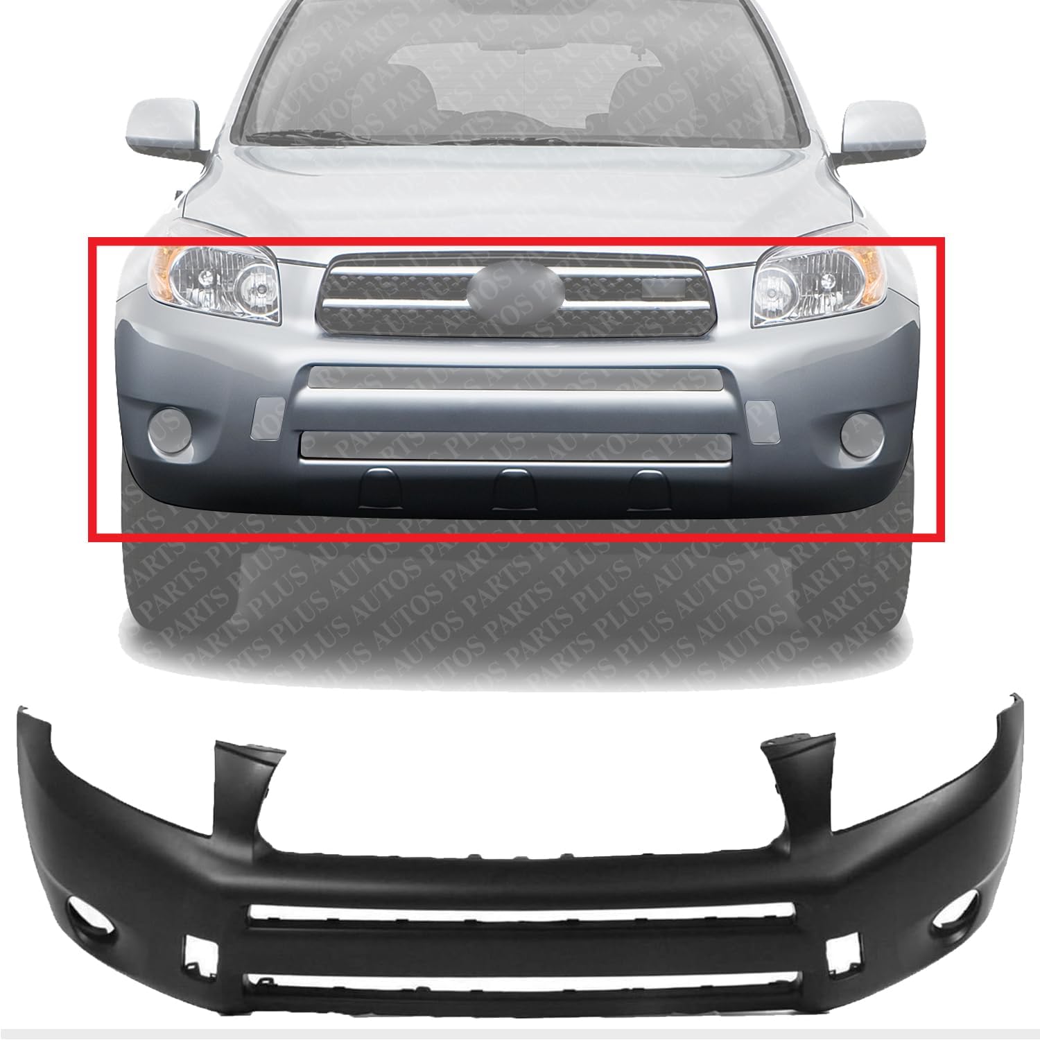Front Bumper Cover Primed Direct Replacement Compatible With 2006-2008 Toyota RAV4 Base, Limited TO1000319 5211942955