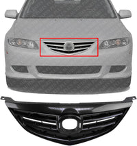 Front Grille Primed Shell And Horizontal Bar Insert Plastic Direct Replacement Compatible With 2003-2005 Mazda 6 MA1200173 GM9A50711ACC