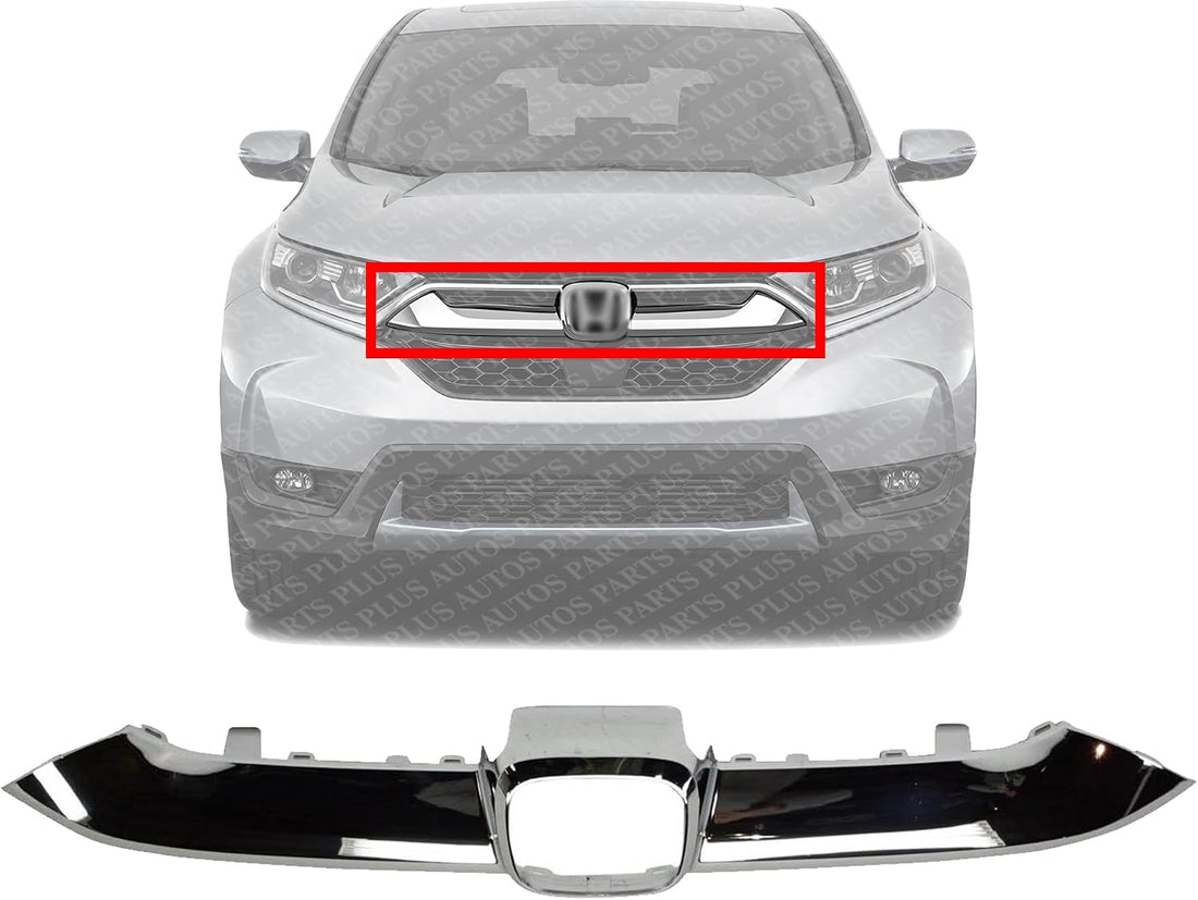 Front Center Grille Trim Molding Chrome Direct Replacement Compatible With 2017-2019 Honda CR-V HO1210150 71122TLAA00