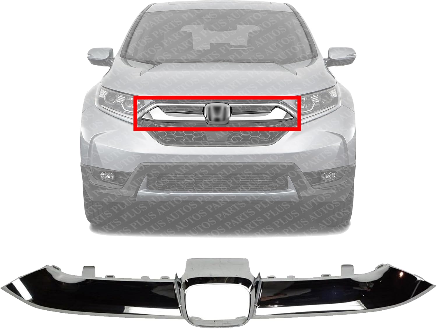 Front Center Grille Trim Molding Chrome Direct Replacement Compatible With 2017-2019 Honda CR-V HO1210150 71122TLAA00