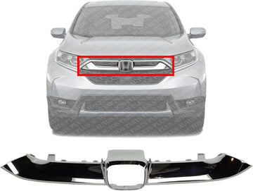 Front Center Grille Trim Molding Chrome Direct Replacement Compatible With 2017-2019 Honda CR-V HO1210150 71122TLAA00