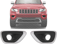Set Of 2 Front Fog Light Molding Primed With Chrome Trim Left Driver & Right Passenger Side Direct Replacement Compatible With 2014-2016 Jeep Grand Cherokee CH1039147 CH1038147