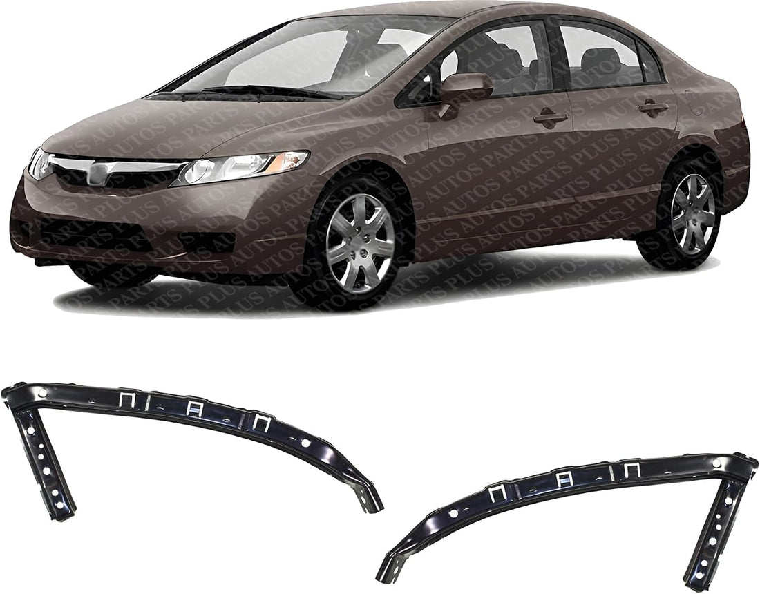 Set of 2 Front Bumper Cover Bracket Steel Left Driver & Right Passenger Side Direct Replacement Compatible with 2006-2011 Honda Civic HO1067111 HO1066111 71140SVAA00 71190SVAA00