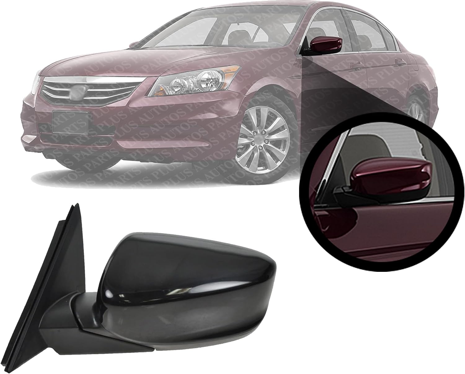 Front Power Mirror Manual Folding Heated Primed Plastic Left Driver Side Direct Replacement Compatible With 2008-2012 Honda Accord HO1320231 76258TA5A11