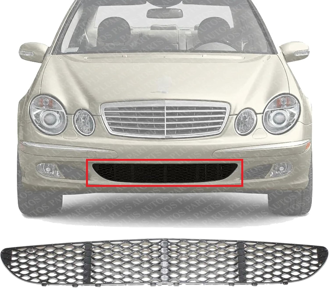 Front Bumper Center Grille Textured Plastic Direct Replacement Compatible With 2005-2006 Mercedes Benz E-Class MB1036106 2118850053