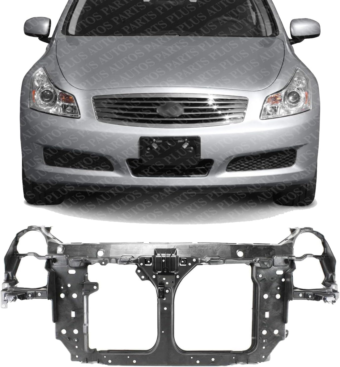 Front Radiator Support Assembly Plastic With Steel Direct Replacement Compatible With 2003-2007 Infiniti G35 IN1225104 62500AM600