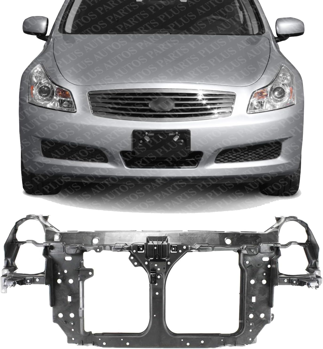 Front Radiator Support Assembly Plastic With Steel Direct Replacement Compatible With 2003-2007 Infiniti G35 IN1225104 62500AM600