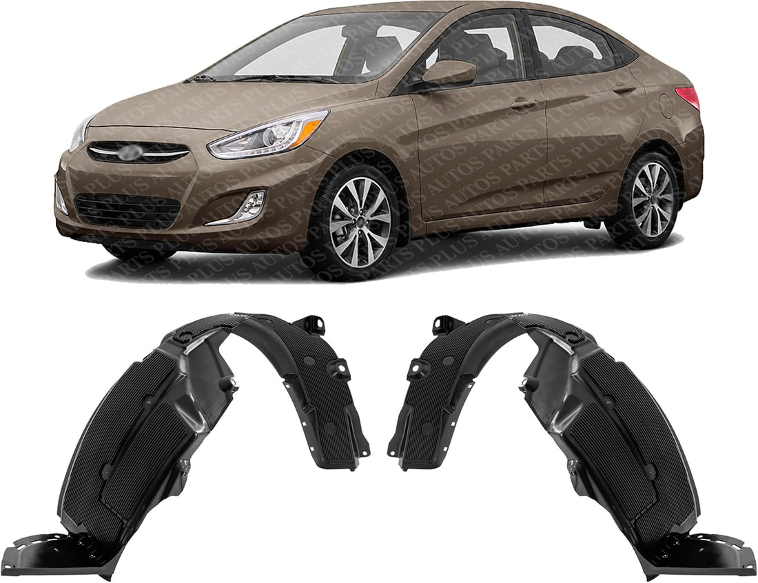 Set Of 2 Front Fender Liner Right Passenger & Left Driver Side Direct Replacement Compatible With 2013-2017 Hyundai Accent HY1249136 HY1248136 868121R010 868111R010