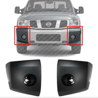 Set Of 2 Front Bumper End Cap Primed Left Driver & Right Passenger Side Direct Replacement Compatible With 2004-2007 Nissan Titan NI1005147 NI1004147 620247S220 620257S220
