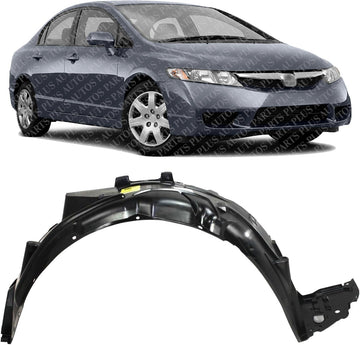 Front Fender Liner With Pad Right Passenger Side Direct Replacement Compatible With 2006-2011 Honda Civic HO1249134 74101SNAA00