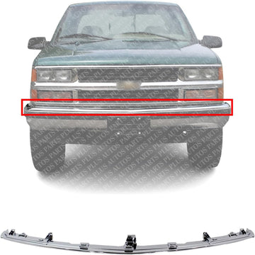 Front Bumper Filler Center Chrome Direct Replacement Compatible With 1994-2000 Chevrolet/GMC C/K-Series C040318 12376285-PFM