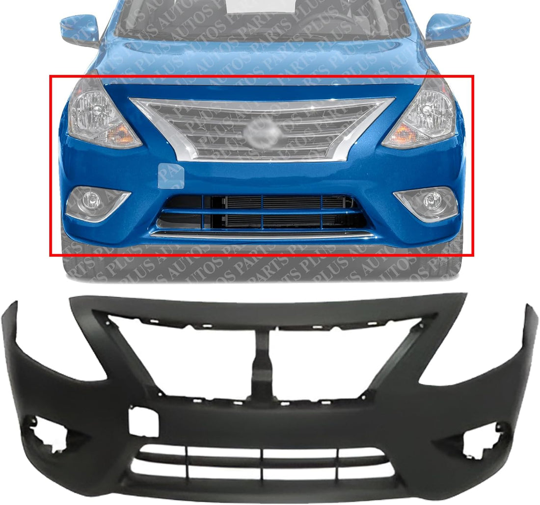 AUTOS PARTS PLUS Front Bumper Cover Primed Without Chrome Insert Direct Replacement Compatible With 2015-2018 Nissan Versa NI1000299 FBM229KM0J