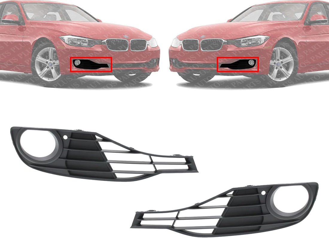 Set Of 2 Front Fog Lamp Molding Textured Right Passenger & Left Driver Side Direct Replacement Compatible With 2012-2015 BMW 3 Series BM1039129 BM1038129 51117255368 51117255369
