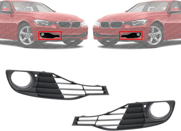Set Of 2 Front Fog Lamp Molding Textured Right Passenger & Left Driver Side Direct Replacement Compatible With 2012-2015 BMW 3 Series BM1039129 BM1038129 51117255368 51117255369