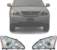 Set Of 2 Front Headlight Assembly Lens And Housing Right Passenger & Left Driver Side Direct Replacement Compatible With 2004-2006 Lexus RX330 LX2503122 LX2502122 8114548210