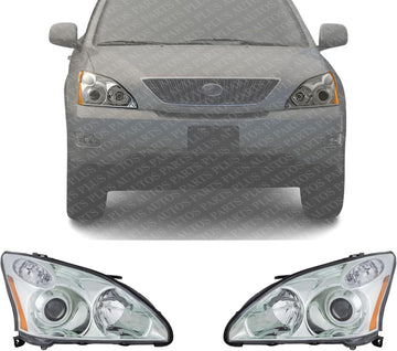 Set Of 2 Front Headlight Assembly Lens And Housing Right Passenger & Left Driver Side Direct Replacement Compatible With 2004-2006 Lexus RX330 LX2503122 LX2502122 8114548210