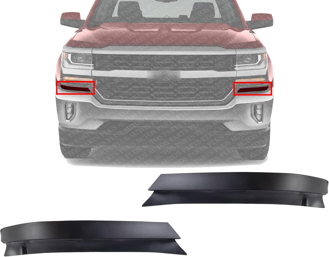 Set Of 2 Front Bumper Outer Filler Left Driver & Right Passenger Side Direct Replacement Compatible With 2016-2018 Chevrolet Silverado / 2019 LD 1500 GM1088183 GM1089183 84052265