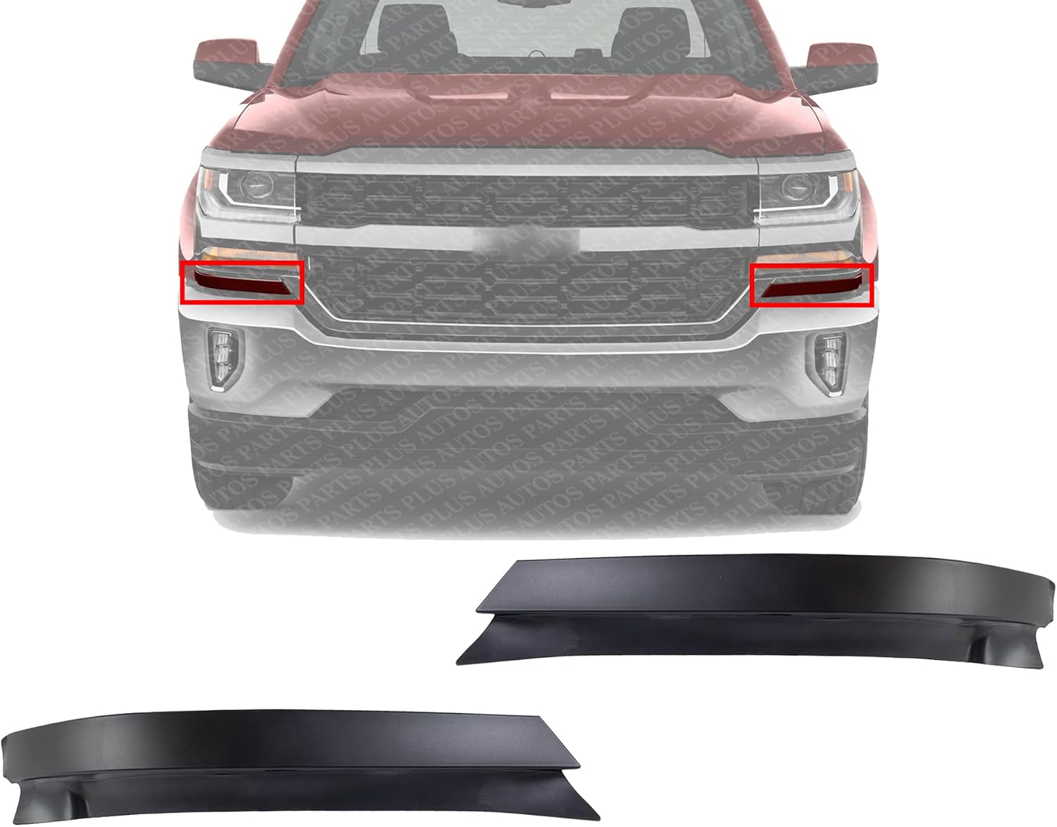 Set Of 2 Front Bumper Outer Filler Left Driver & Right Passenger Side Direct Replacement Compatible With 2016-2018 Chevrolet Silverado / 2019 LD 1500 GM1088183 GM1089183 84052265
