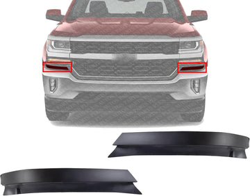Set Of 2 Front Bumper Outer Filler Left Driver & Right Passenger Side Direct Replacement Compatible With 2016-2018 Chevrolet Silverado / 2019 LD 1500 GM1088183 GM1089183 84052265