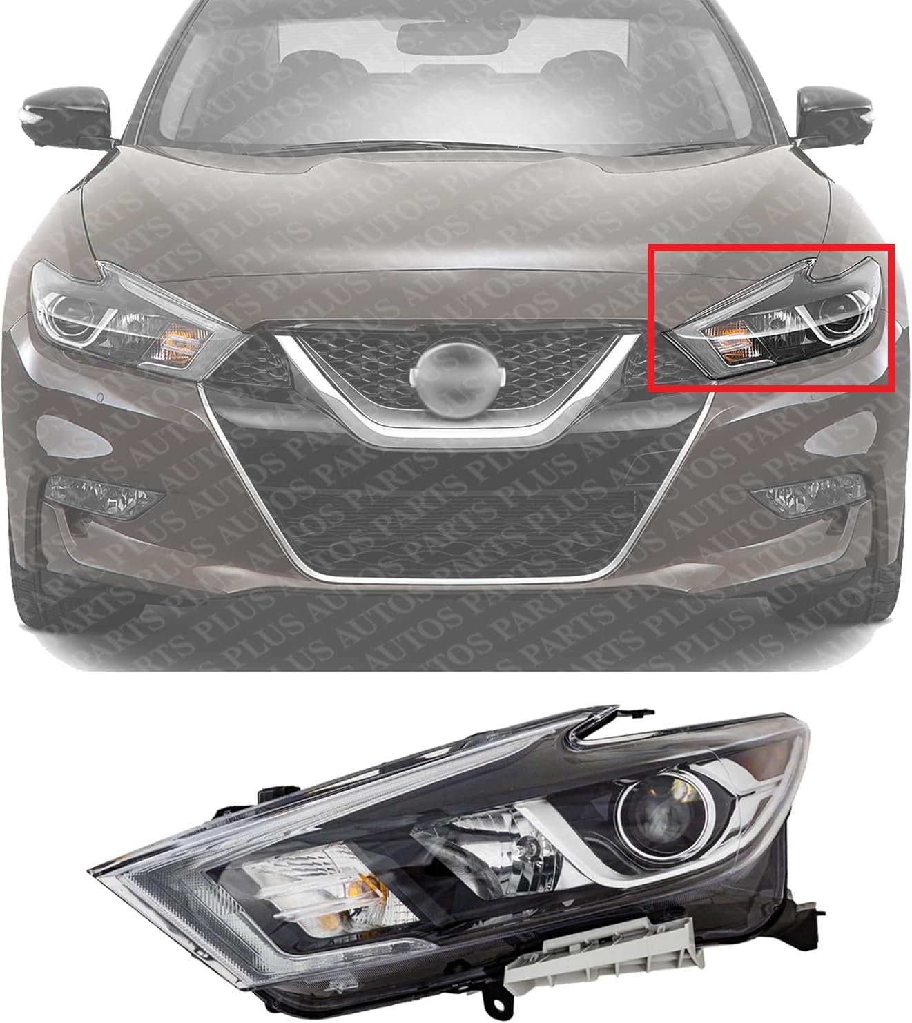 Front Head Light Assembly Plastic Left Driver Side Direct Replacement Compatible With 2016-2018 Nissan Maxima NI2502235 260604RF9B 260604RF0B