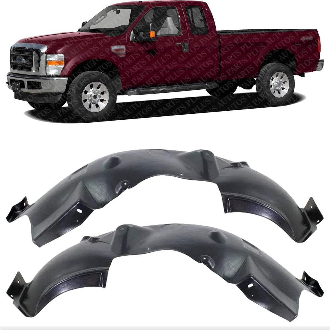 Set Of 2 Front Fender Liner Left Driver & Right Passenger Side Direct Replacement Compatible With 2008-2010 Ford F-Series Super Duty FO1249147 FO1248147 8C3Z16055D 8C3Z16054B