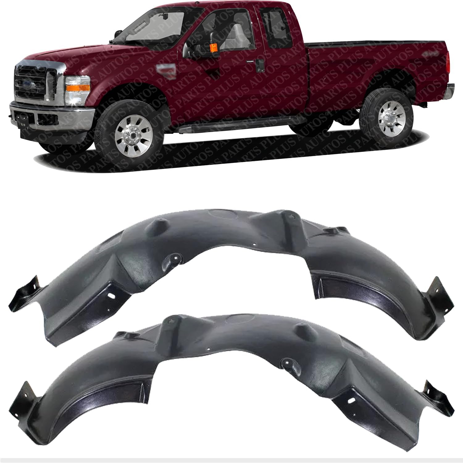 Set Of 2 Front Fender Liner Left Driver & Right Passenger Side Direct Replacement Compatible With 2008-2010 Ford F-Series Super Duty FO1249147 FO1248147 8C3Z16055D 8C3Z16054B