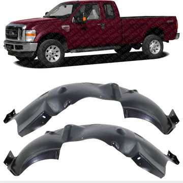 Set Of 2 Front Fender Liner Left Driver & Right Passenger Side Direct Replacement Compatible With 2008-2010 Ford F-Series Super Duty FO1249147 FO1248147 8C3Z16055D 8C3Z16054B