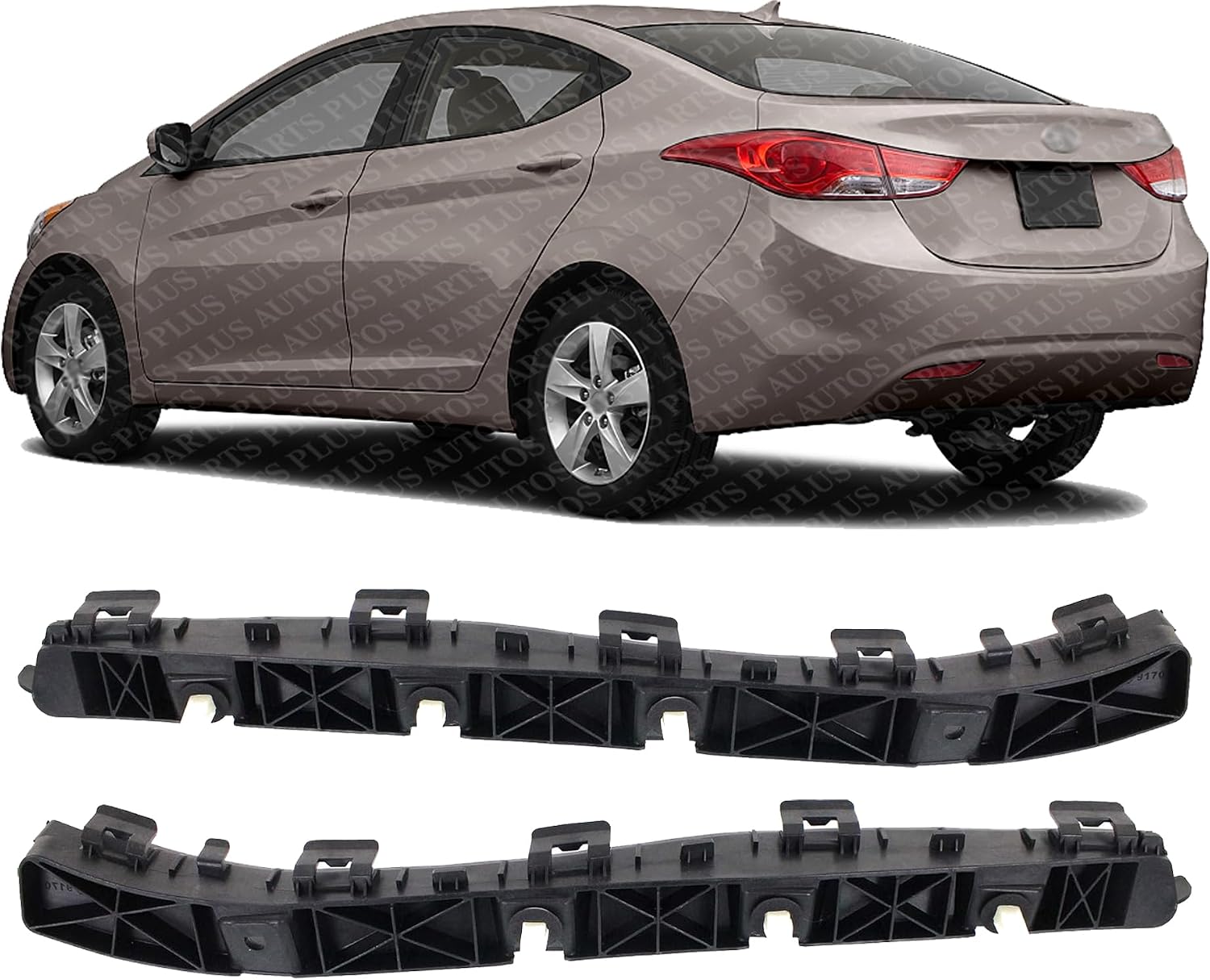 Set Of 2 Rear Bumper Bracket Right Passenger & Left Driver Side Direct Replacement Compatible With 2011-2016 Hyundai Elantra HY1133100 HY1132100 866143X000 866133X000