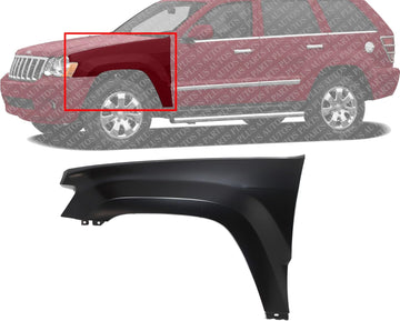 Front Fender Primed Steel Left Driver Side Direct Replacement Compatible With 2005-2010 Jeep Grand Cherokee CH1240242 55394451AB
