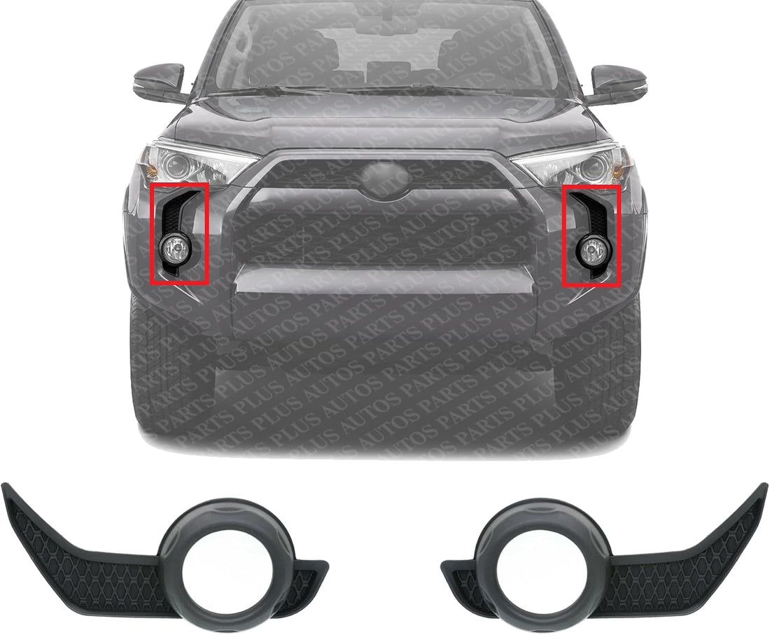 Set Of 2 Front Fog Light Molding Textured Plastic Left Driver & Right Passenger Side Direct Replacement Compatible With 2014-2020 Toyota 4Runner TO1039173 TO1038173