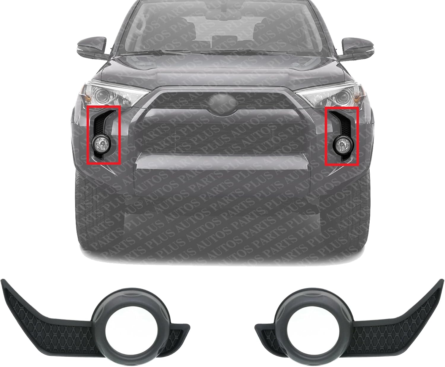 Set Of 2 Front Fog Light Molding Textured Plastic Left Driver & Right Passenger Side Direct Replacement Compatible With 2014-2020 Toyota 4Runner TO1039173 TO1038173