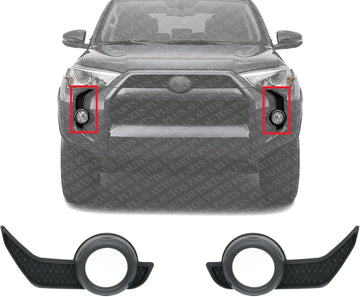 Set Of 2 Front Fog Light Molding Textured Plastic Left Driver & Right Passenger Side Direct Replacement Compatible With 2014-2020 Toyota 4Runner TO1039173 TO1038173