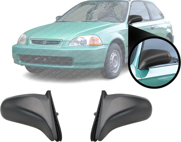 Set Of 2 Front Power Mirror Manual Adjust Non-Folding And Heated Textured Right Passenger & Left Driver Side Direct Replacement Compatible With 1996-2000 Honda Civic HO1320122