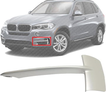 Front Bumper Molding Primed Left Driver Side Direct Replacement Compatible With 2014-2018 BMW X5 BM1038152 51117303113