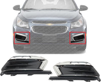 Set Of 2 Front Fog Light Cover Plastic Left Driver & Right Passenger Side Direct Replacement Compatible With 2015 Chevrolet Cruze / 2016 Cruze Limited GM1039184 GM1038184