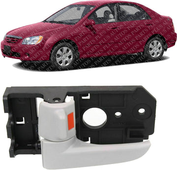 Front Inner Door Handle Light Gray Plastic Left Driver Side Direct Replacement Compatible with 2004-2009 Kia Spectra / Spectra5 KI1352118 826102F00087