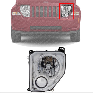AUTOS PARTS PLUS Front Head Light Assembly Left Driver Side Direct Replacement Compatible With 2008-2012 Jeep Liberty CH2502221 57010171AE-PFM