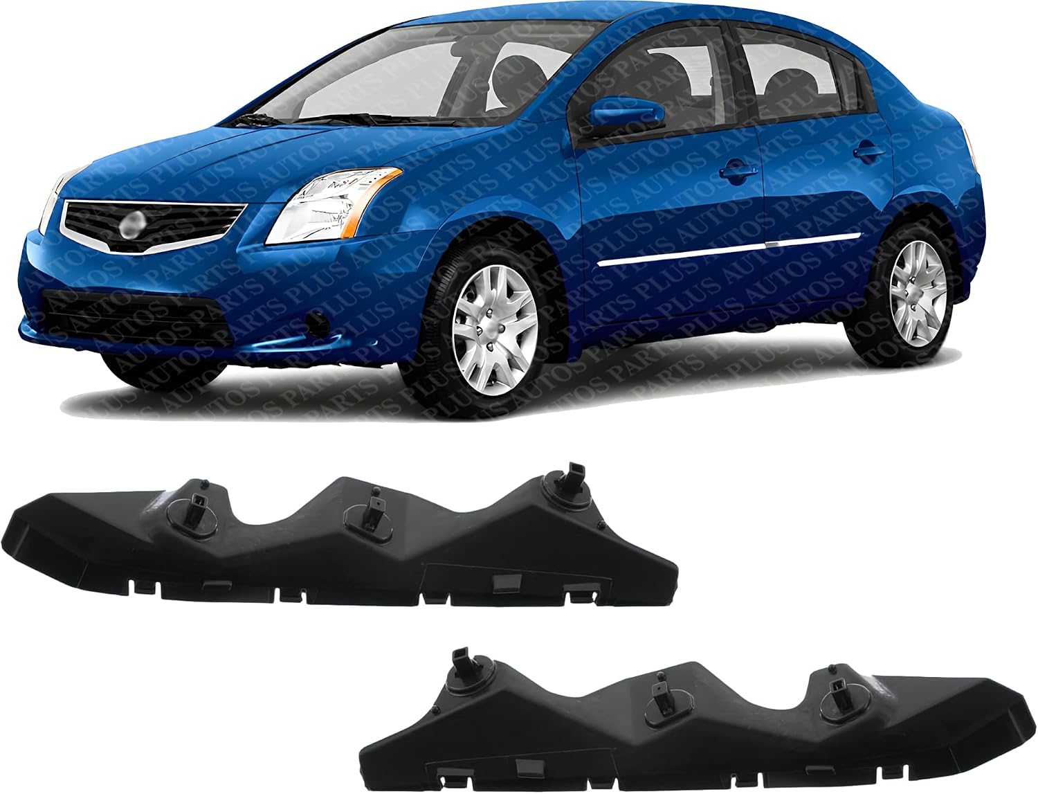 Set Of 2 Front Side-Bumper Bracket Plastic Left Driver & Right Passenger Side Direct Replacement Compatible With 2007-2012 Nissan Sentra NI1067134 NI1066134 62222ET00A 62223ET00A