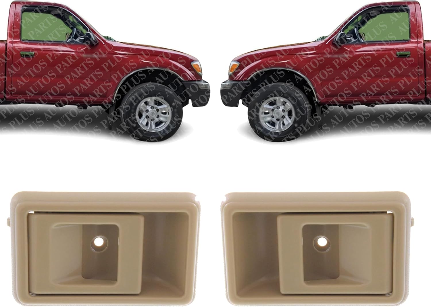 Set of 2 Front=Rear Inside Door Handle Left Driver & Right Passenger Side Direct Replacement Compatible with 1987-1991 Toyota Camry / 1996-2002 4Runner / 2001-2004 Tacoma TO1352129