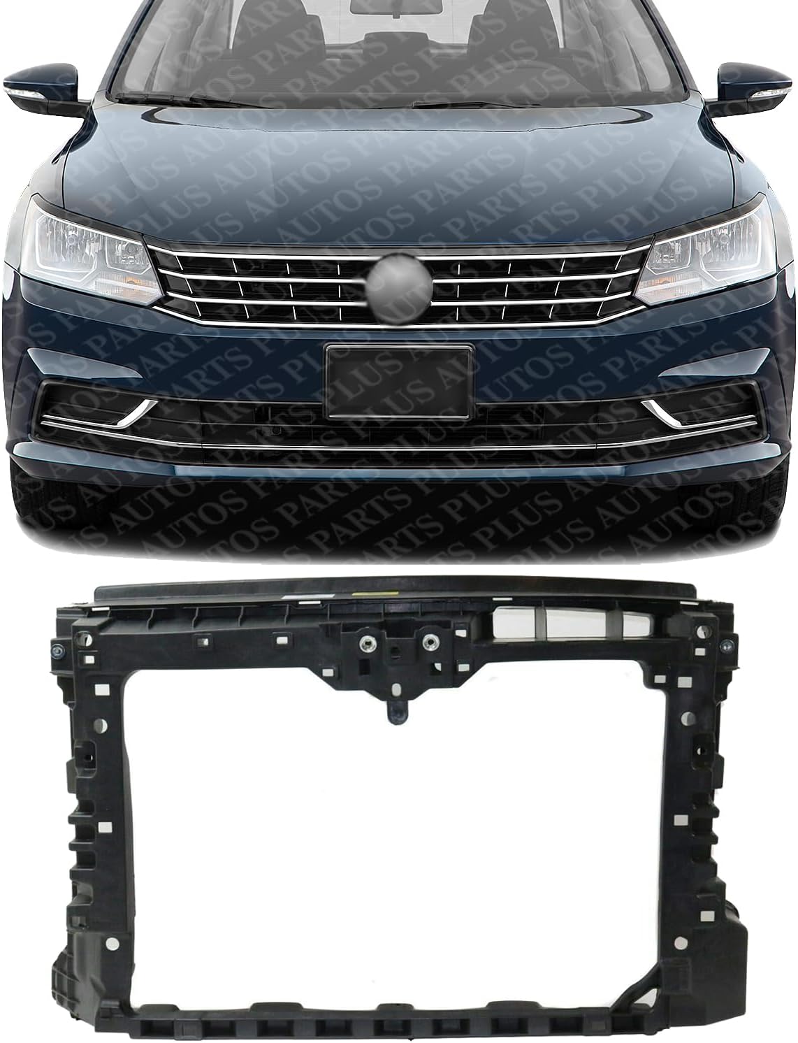 Front Radiator Support Assembly Plastic With Steel Direct Replacement Compatible With 2016-2019 Volkswagen Passat VW1225150 561805588C9B9