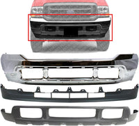 Front Bumper Chrome + Upper & Lower Valance Textured Direct Replacement Compatible With 2001-2004 Ford F -Series Super Duty FO1002375 FO1095176 FO1095203 3C3Z17626AAA 3C3Z17757BA