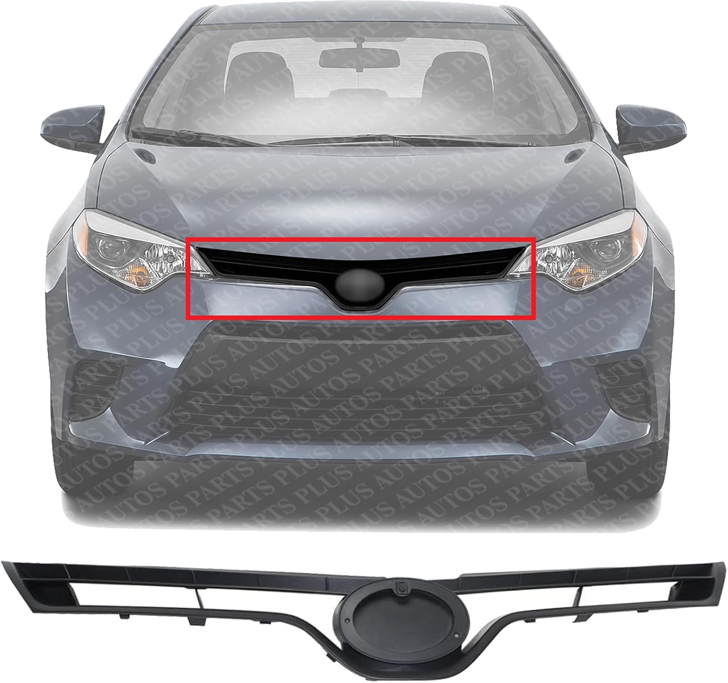 Front Grille Assembly Textured Shell And Insert Plastic Direct Replacement Compatible With 2014-2016 Toyota Corolla TO1200366 5310002560